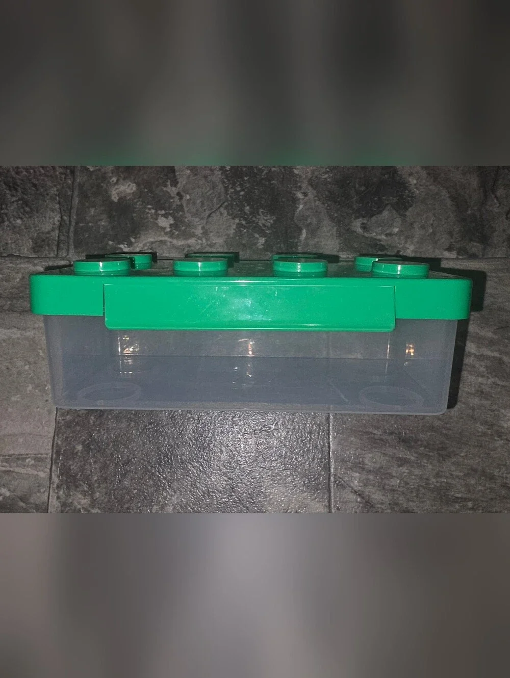 Clear Storage Box with Green Lego Stackable Insert - Home Organization BNIB